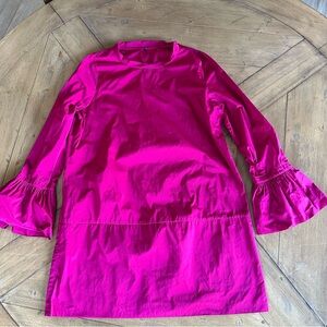 Katharina Hovman Taffeta Mini Dress Ruffle Long Sleeve Purist Cranberry US10 I46